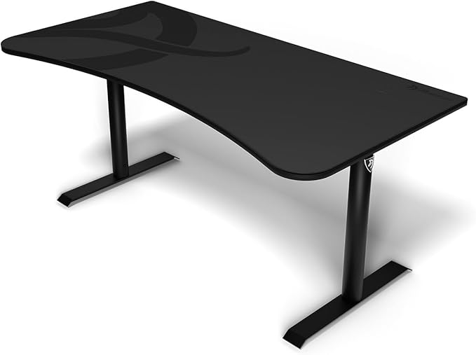 Arozzi Arena Ultrawide Curved Gaming and Office Desk with Full Surface Water Resistant DeskMat Custom Monitor Mount Cable Management Cut Outs Under The Desk Cable Management Netting - Dark Grey