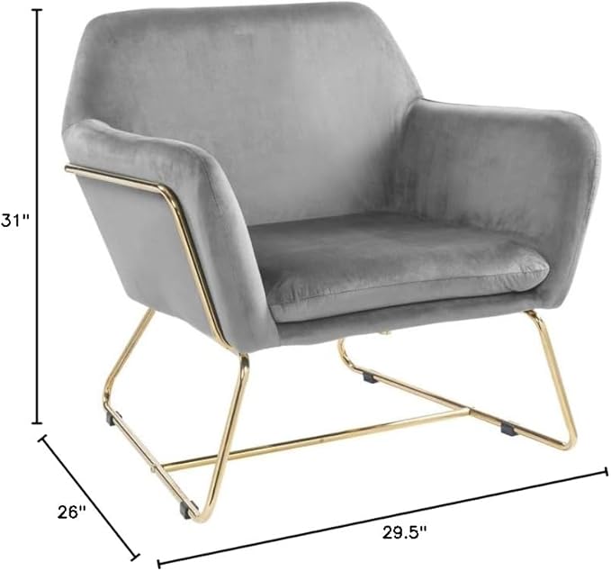 Gray Accent Chair with Metal Base 29.5 for Modern Living Room Decor