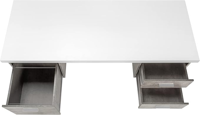 Monarch Specialties I 7633 Computer Desk Home Office Laptop Left Right Set-up Storage Drawers 60 L Work Metal Laminate Grey White Contemporary