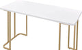 White &amp Gold Modern Writing Desk - Compact Home Office Computer Desk