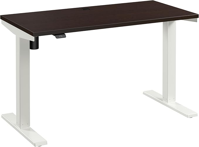 Bush Business Furniture 48-inch Electric Height Adjustable Standing Desk Ergonomic Sit-Stand Computer Table for Home and Professional Office Move 40 Series Mocha Cherry with White Base