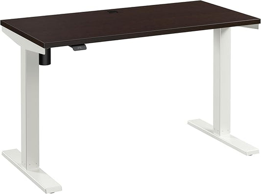 Bush Business Furniture 48-inch Electric Height Adjustable Standing Desk Ergonomic Sit-Stand Computer Table for Home and Professional Office Move 40 Series Mocha Cherry with White Base