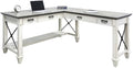 Martin Furniture Hartford Contemporary L-Shaped Wood Desk with 2 Utility Drawers Easy Assemble in Weathered White Finish