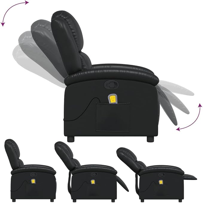Faux Leather Massage Recliner Chair Manual Recliner Chair with Massage Single Sofa Home Theater Seating Comfy Living Room Single Sofa Chair Black Faux Leather-20
