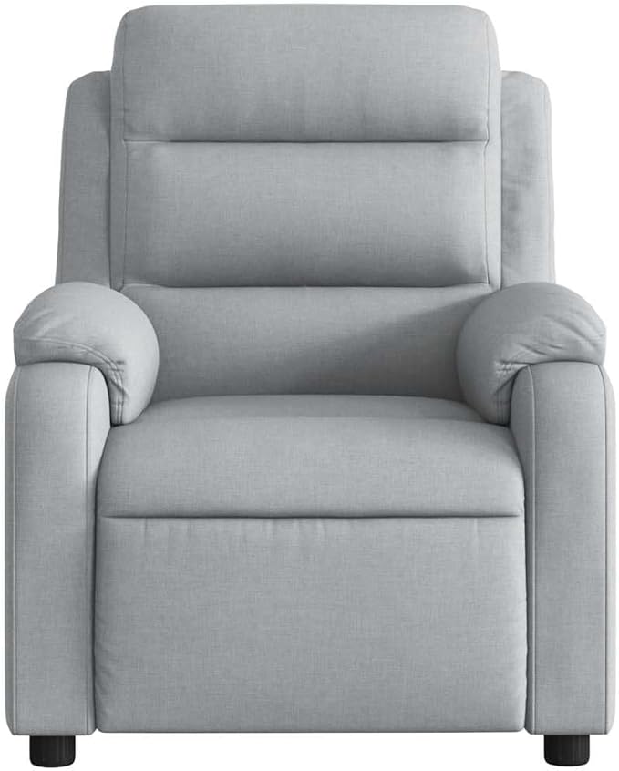 vidaXL Light Gray Fabric Massage Recliner Chair with Side Pocket and Manual Adjustability for Living Room Comfort