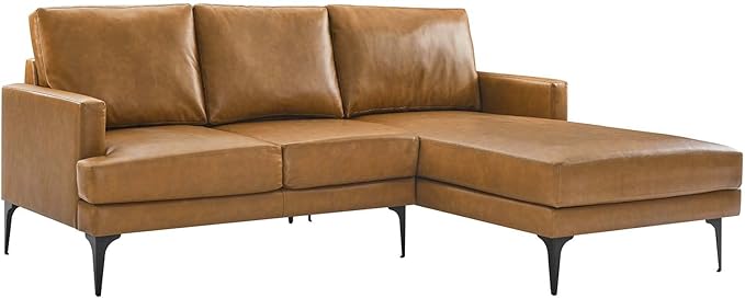 Modway Evermore Vegan Leather Upholstered Right-Facing Sofa Tan