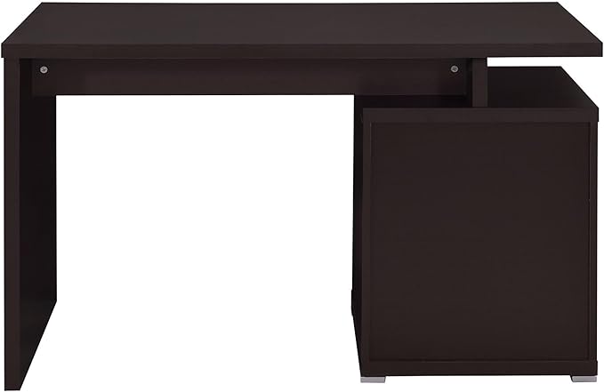 Cappuccino 2-Drawer Reversible Office Desk - Space-Saving Home Office Desk with File Drawer