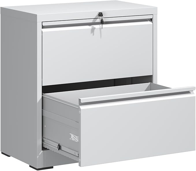 2 Drawer File Cabinet with Lock Small Filing Cabinets for Home Office Modern Farmhouse Under Desk Storage Cabinet Organizer with Locking DrawersWhite