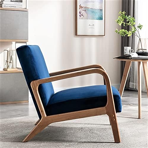 Classic Comfortable Modern Boho Velvet Upholstered Lounge Armchair for Living Room Reading Bedroom Office and Small Spaces Blue