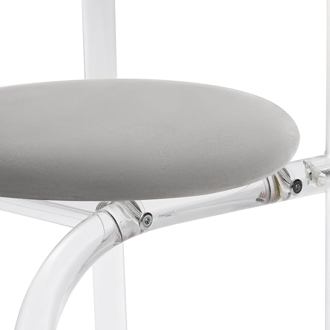 Modern Minimalist Acrylic Chair Clear Vanity Stool with Back and Cushion Small Accent Chair for Makeup Room Living Room Dining Room