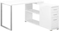 Computer Desk Home Office Corner Left Right Set-up Storage Drawers L Shape Work Laptop White Laminate Grey Metal Contemporary Modern