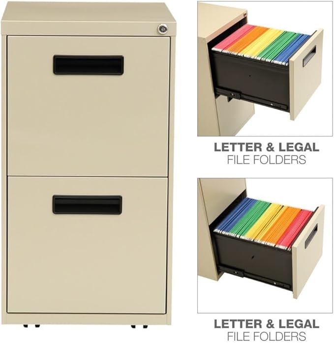 Alera PAFFPY Two-Drawer Metal Pedestal File 14 7/8w x 19-1/8d x 27-3/4h Putty