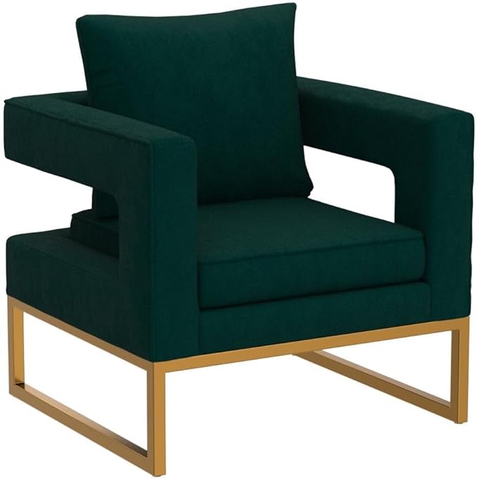 Roundhill Furniture Lenola Upholstered Accent Arm Chair Green 27.5D x 29.75W x 34.5H in
