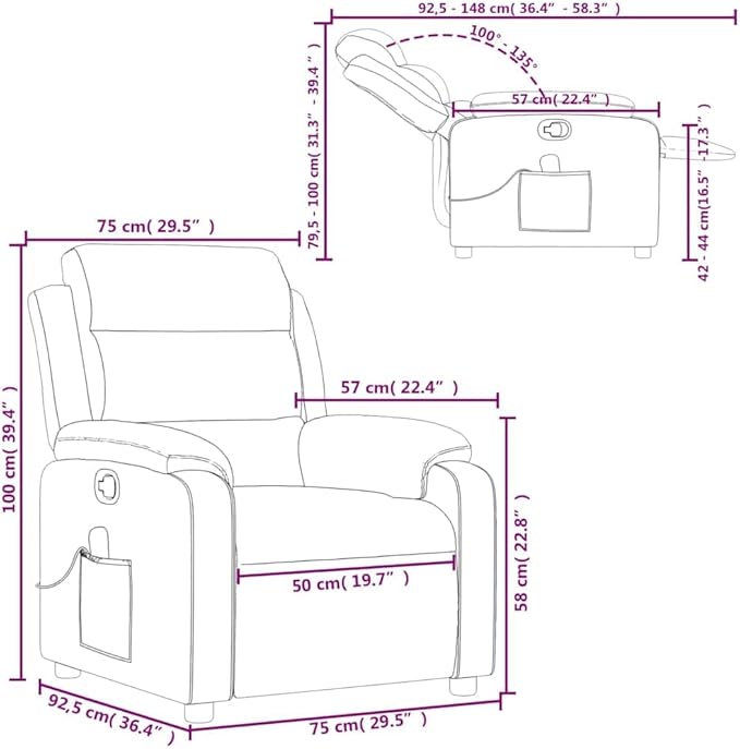vidaXL Dark Green Velvet Massage Recliner Chair with Adjustable Armrests and Reclining Mechanism for Living Room Comfort