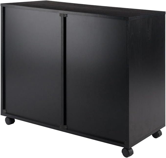 Mobile Filing Cabinet - 2 Section Rolling Storage Cabinet with Lock - Black Office File Organizer