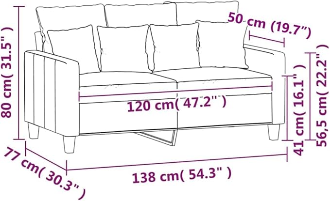 vidaXL Modern 2-Seater Black Velvet Sofa with Sturdy Metal Frame – Deep Comfort Seat - Ideal for Living Room Lounge or Home Office