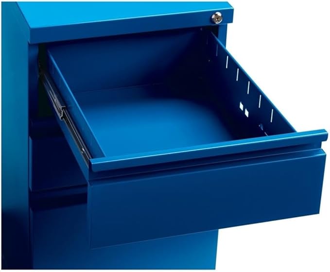 20 3-Drawer Modern Metal Mobile Pedestal Filing Cabinet in Blue