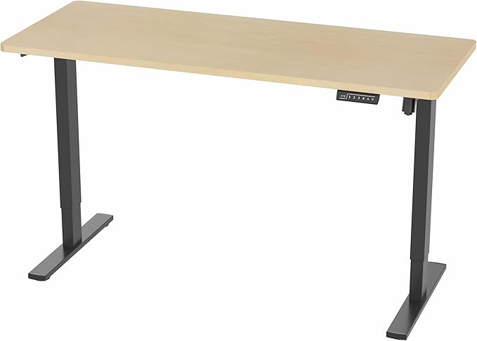VIVO Electric 60 x 24 in Standing Desk Memory Height Adjustment 1B Series Holds 220 lbs One-Piece Light Wood Top Black Frame DESK-KIT-1B6C