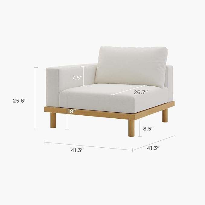 Acanva Minimalist Modular Sectional Sofa for Living Room Wide &amp Deep Seat Convertible Furniture Set with Metal Frame and Movable Covers Corner Chair Off White