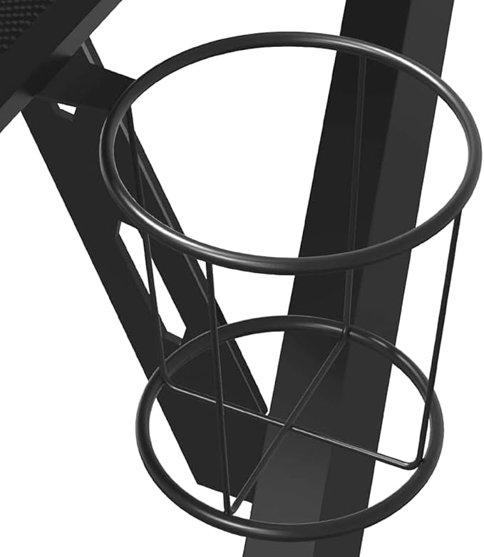 Ergonomic Gaming Desk Black Engineered Wood Sturdy Iron Frame Computer Table 43.3 x 43.3 x 29.5 Inch for Home Office PC Gamer Setup Cup Holder &amp Headphone Hook.