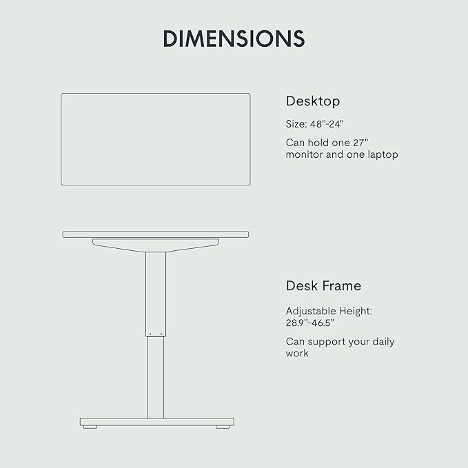 FLEXISPOT EN2 48''x24'' Electric Standing Desk with PC Stand Bundle One-Piece Desktop Easy-to-Install Hanging Design PC Mount Bundle for Home Office Game &amp Small Spaces Maple