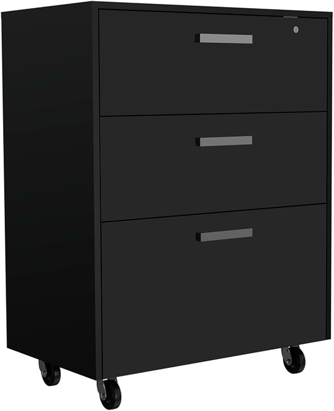 3 Drawer Small File Cabinet with LockUnder Desk Storage Organizer Filing Cabinets for HomeOffice Locking Drawers with Casters LionsGray