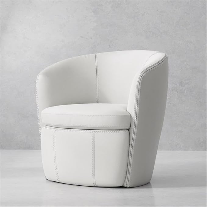 Pemberly Row Set of 2 Snow All Italian Leather Swivel Club Chair