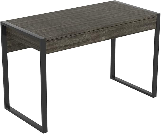 Safdie &amp Co. Computer Desk 47inch for Home Office and Small Spaces with 2 Drawers Dark Grey with Black Metal. Ideal for Writing Gaming Study Work from Home.