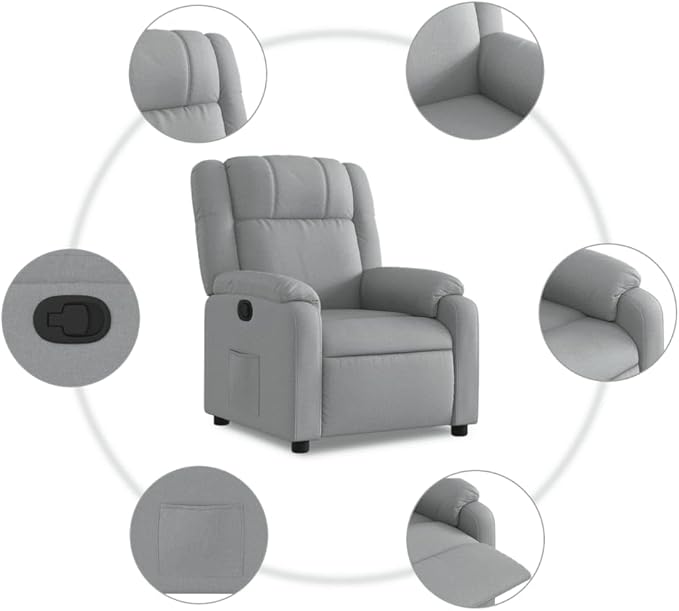 Fabic Recliner Sofa Chair for Adult Home Theater Sleeper Seating Single Sofa Home Theater Seating Comfy Living Room Single Sofa Chair Light Gray Fabric-29