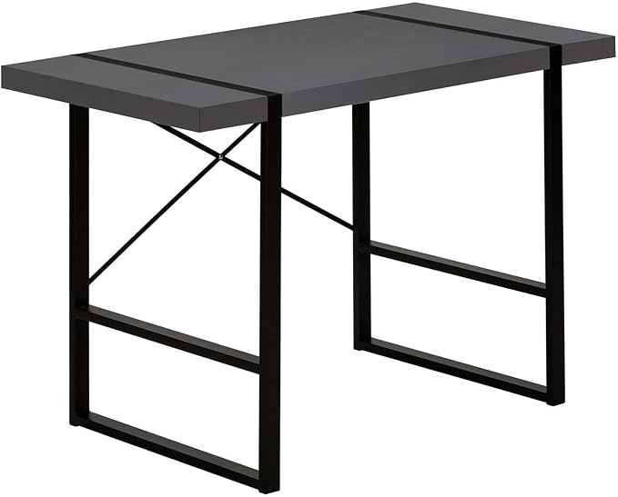 Penau Computer Desk for Home Office 48In Grey Laminate Surface Modern Black Metal Legs Contemporary Design Versatile Usage