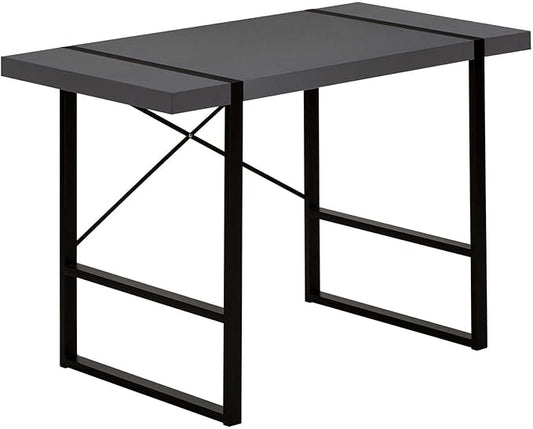 Penau Computer Desk for Home Office 48In Grey Laminate Surface Modern Black Metal Legs Contemporary Design Versatile Usage