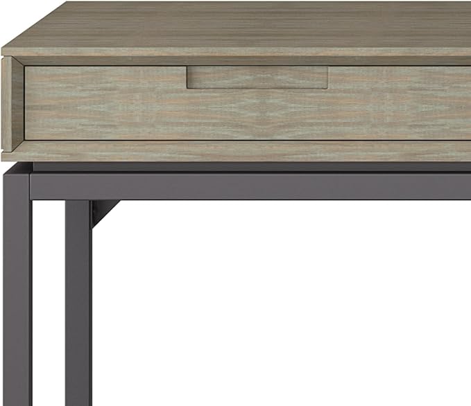 SIMPLIHOME Banting Desk - 72 Inch Wide Solid Wood and Metal Writing Desk in Distressed Grey Modern Industrial Home Office Computer Table for Study with 2 Drawers and Flip-Down Keyboard Tray