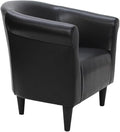 Pemberly Row Traditional Faux Leather Club Chair Black Finish 32 H x 30.5 W x 27.5 D Lightweight Accent Chair with Padded Seat Classic Design for Living Room Bedroom or Entryway