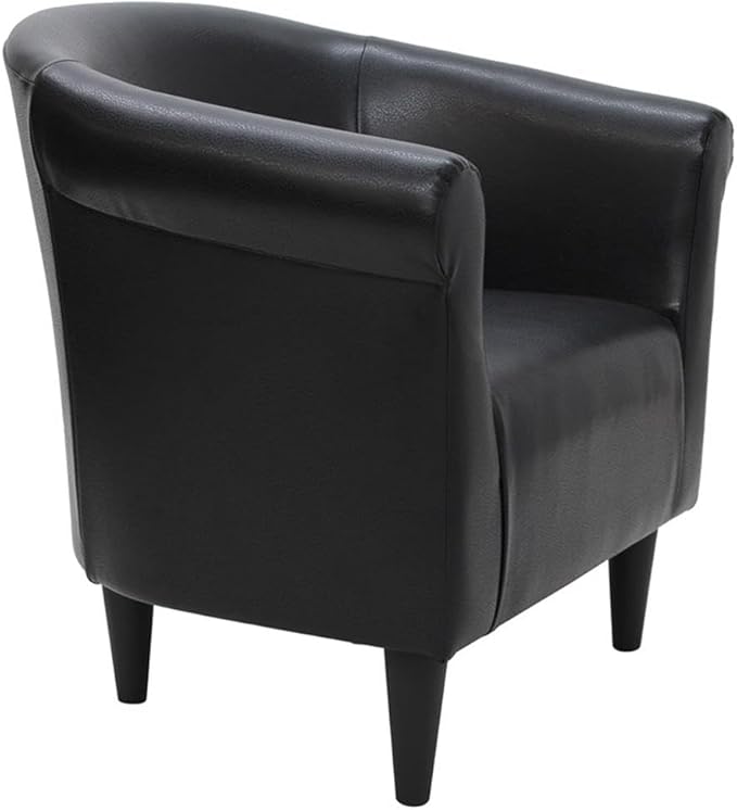 Pemberly Row Traditional Faux Leather Club Chair Black Finish 32 H x 30.5 W x 27.5 D Lightweight Accent Chair with Padded Seat Classic Design for Living Room Bedroom or Entryway