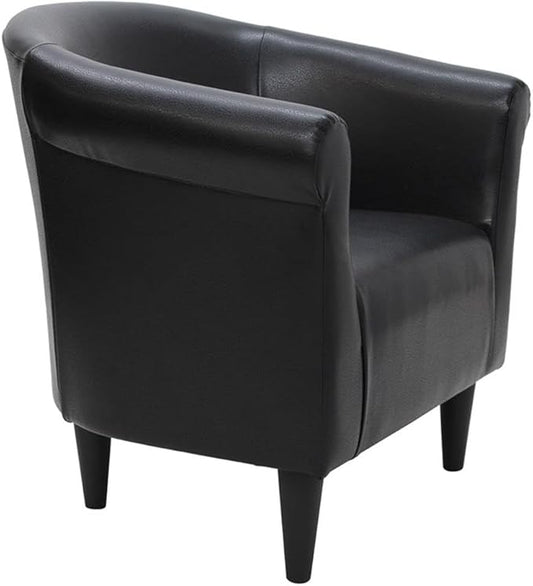 Pemberly Row Traditional Faux Leather Club Chair Black Finish 32 H x 30.5 W x 27.5 D Lightweight Accent Chair with Padded Seat Classic Design for Living Room Bedroom or Entryway