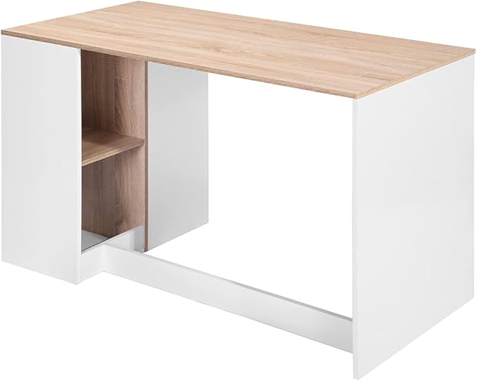 47.2 Computer Desk with 5 Storage Shelves Modern Study Writing Desk for Small Spaces Gaming Desk Multipurpose Student Learning Table Workstation for Home Office Easy Assembly (Oak White)