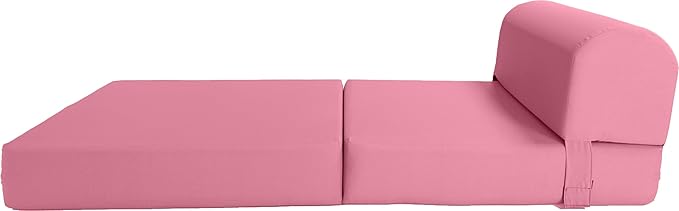 D&ampD Futon Furniture Sleeper Chair Folding Bed Studio Sofa Guest Folded Mattress High Density Foam (70 x 24 x 6 Pink)