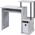 Bowery Hill Contemporary Wood Computer Desk Antique White and Black Finish 37W x 16D x 34H Rectangular Top Keyboard Tray 2 Storage Compartments Shelf Attached Office Desk for Home Workspace