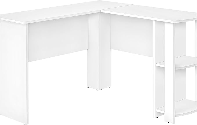 White L-Shaped Corner Computer Desk with Storage - Modern Home Office Workstation