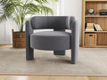NOBPEINT Mid Century Modern Accent Barrel Chair Round Upholstered Leisure Armchair with Open Back for Living Room Bedroom Apartment Gray