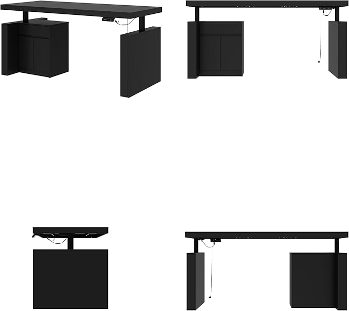 Electric Standing Desk 29.5-44.1 Height Adjustable Computer Desk with Drawer and Storage Cabinet Memory Study Writing Gaming Table for Home Office Black
