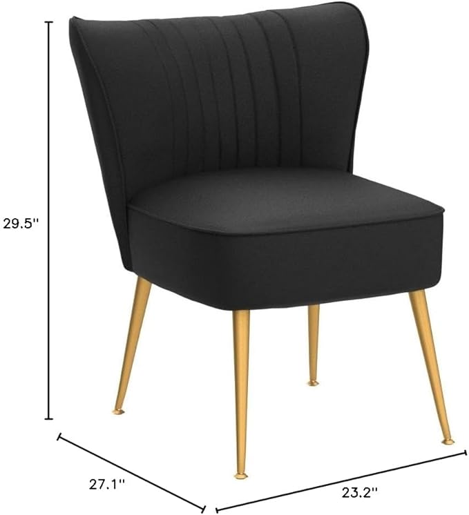 Modern Velvet Accent Chair for Living Room Bedroom or Entryway Stylish and Comfortable Armless Design with Metal Legs Black