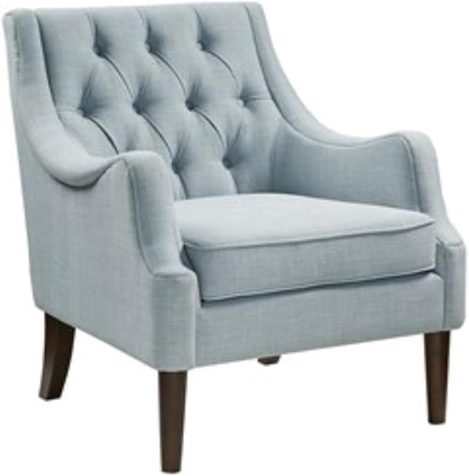 Madison Park Accent Chair for Living Room Upholstered Button Tufted Back Removable 5.75 T Seat Cushion Solid Wood Legs Modern Accent Armchair Family Room Furniture Bedroom Chair 29.25 W Blue