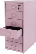Office File Cabinet w/4 Wheels 6 Drawer Metal Small Vertical File Cabinets w/2 Lock Smooth Edges Mobile Storage Cabinet File Organizer for Home Office Living Room 11 * 16 * 27in (Purple)