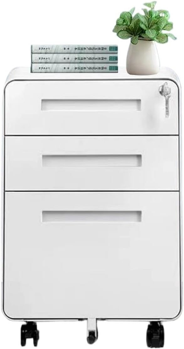 Removable File Cabinet Under Desk Storage Cabinet Filing Cabinet Three Drawer Office Cabinet with Locking Drawer Cabinet (Color : White)