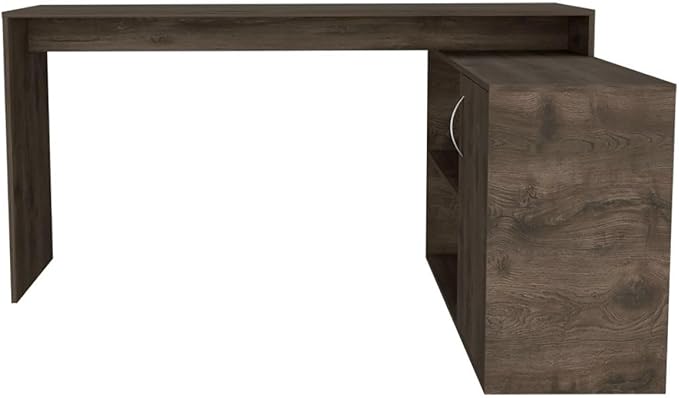 L-Shaped Desk with Storage Dark Brown - Spacious Workspace for Home Office