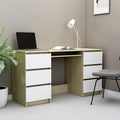 Small Computer Deskwith DrawerSchool Writing DeskStudy DeskWork Home Office Desk for Small SpaceWriting Desk White and Sonoma Oak 55.1x19.7x30.3 Chipboard