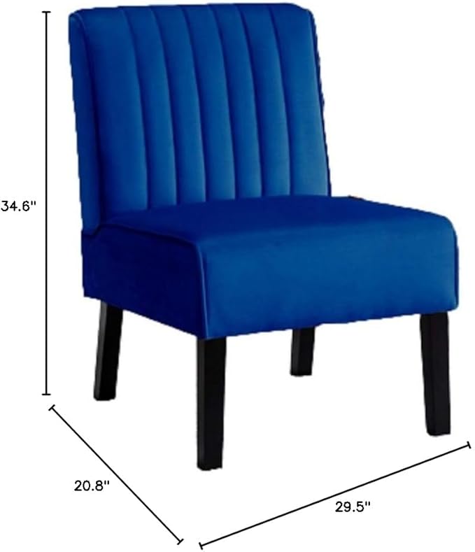 Reese Mid Century Modern Accent Chairs Set of 2 with Minimalist Design Elegant Velvet Upholstery and Solid Wood Legs Ideal for Living Room or Bedroom Dark Blue