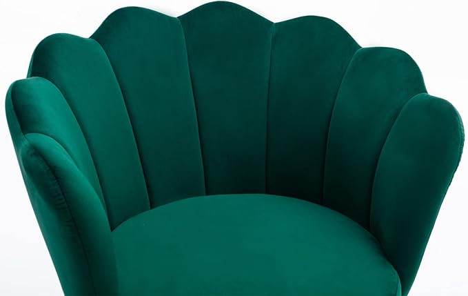 Velvet Accent/Conversation Lounge Chair with Iron Metal Gold Plated Legs Suitable for Office Lounge Living Room Set of 2 Green