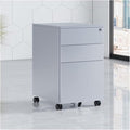 Floor Standing File Cabinet Movable Cabinet Three Drawers Steel Movable Push Cabinet Lockable Storage Cabinet (C)